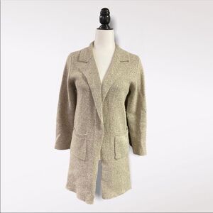 MONTEAU | Women’s Gray-White Open Front Cardigan With Pockets